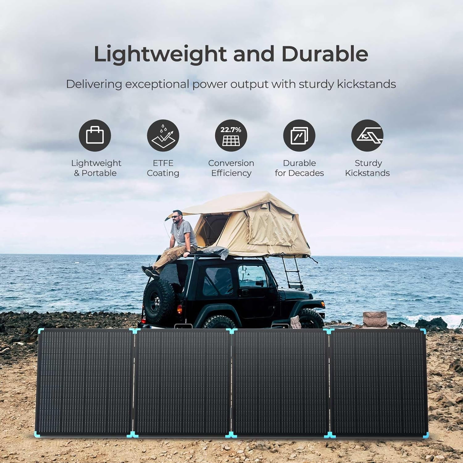Renogy 400W Lightweight Foldable Solar Panel Kit, Portable Solar Generator Charger with MC-4 Output, for Outdoor Camping, RV, Power Station, Home Use, Fast Installation with Sturdy Kickstands