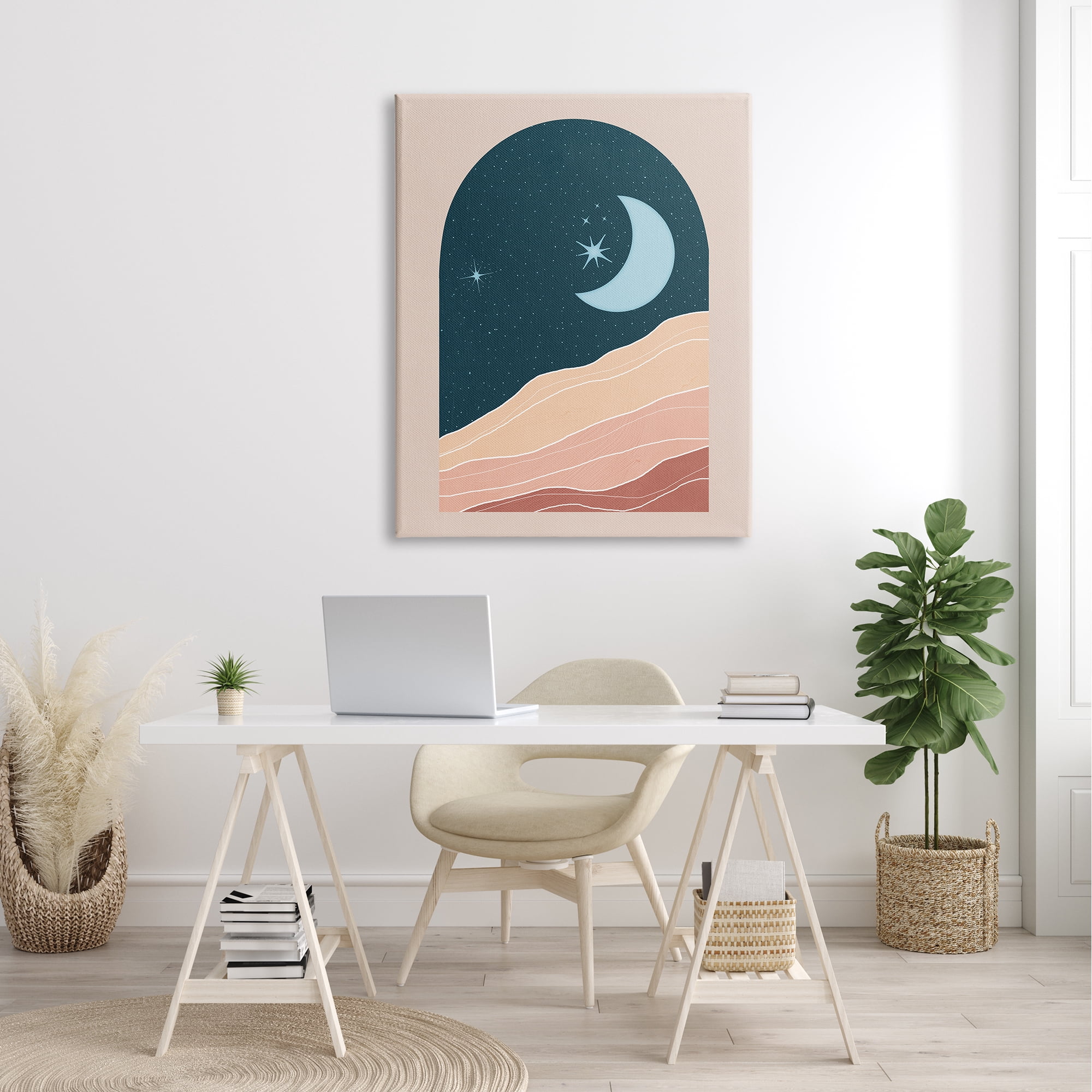 Stupell Industries Rocky Night Dunes Constellated Crescent Moon ,36 x 48, Design by Nina Blue