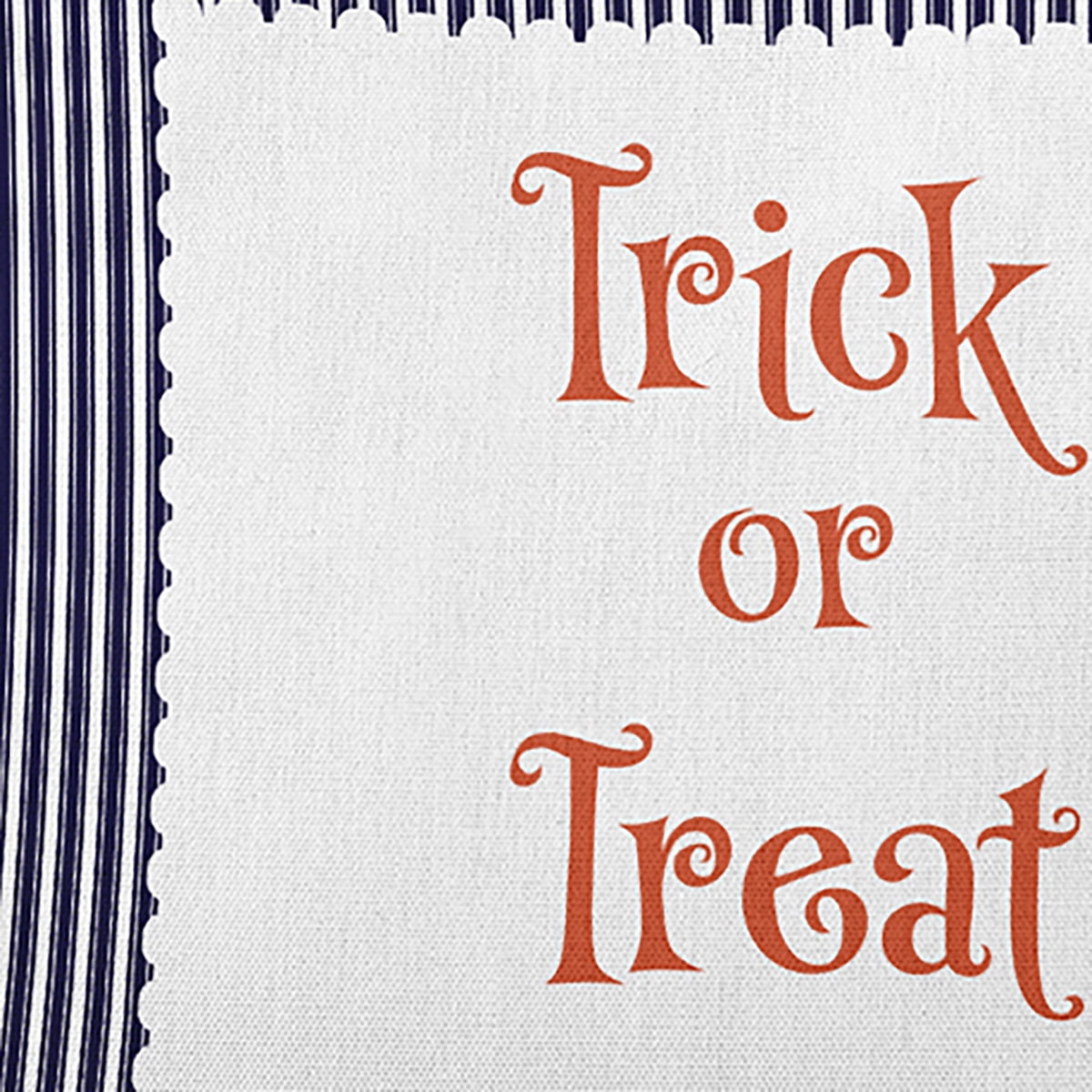 16" x 16" Simply Daisy Halloween Trick or Treat Ticking Polyester Indoor/Outdoor Pillow, Navy Qty 1