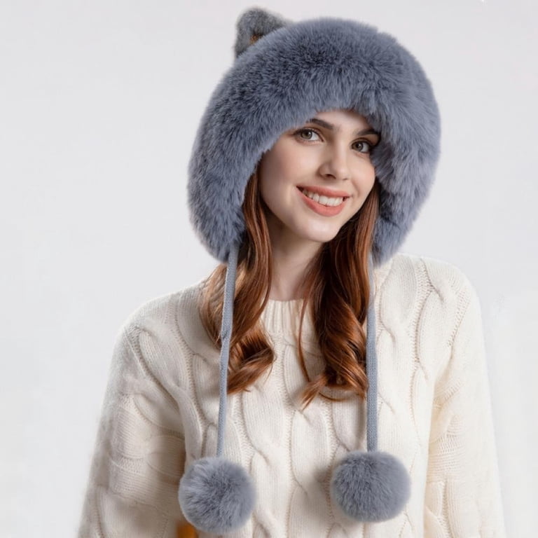 Women\'s Winter Cute Cat Ears Knit Hat Ear Flap Crochet Beanie Hat Crochet Cat Hat With Ear Flaps: Winter Fox Style - Etsy main image 4