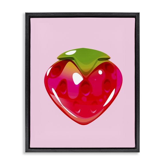 Stupell Industries Eclectic Strawberry Gummy Candy Black Floating Frame Canvas Art, 25 x 31, by Lil' Rue
