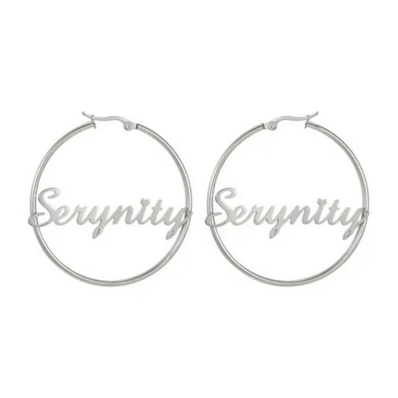 EOEMY Personalized Hoop Custom Name Gold Earrings For Woman Mother Gift Jewelry