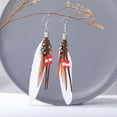 thumbnail image 1 of Pendientes largos de plumas de pavo real con cuentas de arroz bohemias de estilo retro en gran stock, 1 of 6