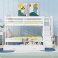 thumbnail image 2 of Bellemave Bunk Bed with Trundle and Stairs, Solid Wood Twin Over Twin Bunk Bed with 4 Storage Drawers for Teens Adults (White), 2 of 9