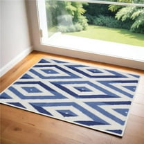 HomeRoots 556160 2 x 3 ft. Geometric Rectangle Area Rug, Ivory & Blue