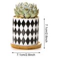 thumbnail image 2 of Plant Pot Cylindrical Flowerpot 7.5x7.6cm Geometric Pattern Simple Black White Nordic Style Home Decor Ceramic Vase, 2 of 2