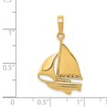 thumbnail image 3 of Real 14kt Yellow Gold Sailboat Pendant; for Adults and Teens; for Women and Men, 3 of 3