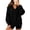 01# Black, variant on Ihhxva Women's Oversized Sweatshirt V-Neck with Puff Long Sleeves and Side Slit Detail Loose Sleeve Pullover S-2XL