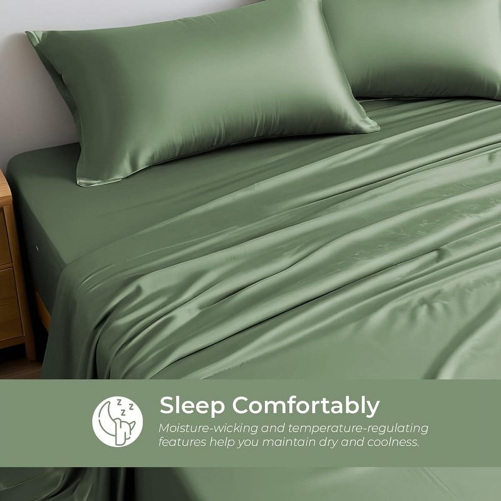 100% Bamboo California King Sheet Set - Ultra Soft, Breathable & Cooling, Ideal for Hot Sleepers, 16" Deep Pocket, Hotel Luxury Bedding (Avocado Green)