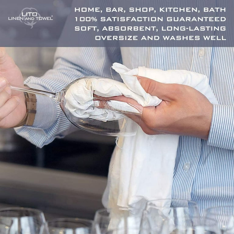 LANE LINEN Kitchen Towels Set - Pack of 6 Cotton Dish Cloths, 18”X 28”,  Soft Kit