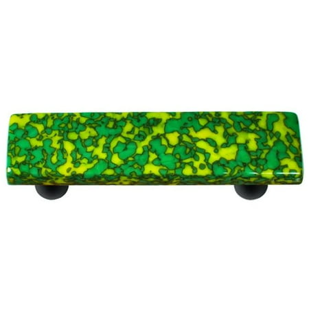 Granite Light Post - Hot Knobs HK8051-PB Granite Sunflower Yellow & Jade Green Rectangle Glass Cabinet Pull - Black Post