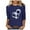 Dark Blue, variant on ICHUANYI Women's New Trending Funny PrintLoose T-shirt 3/4 Sleeves Blouse Crew Neck Casual Tops Summer 2024