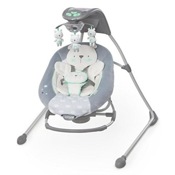 ingenuity twinkle teddy bear in lighten cradling swing & rocker
