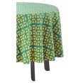 thumbnail image 3 of Vargottam Indoor/OutdoorRoundTablecloth 58 InchRoundTablecloth Waterproof PatioTableCloths- Spring/SummerTableCovers for Backyard CircularTable/BBQs/Picnic -Teal Blue & Yellow, 3 of 8