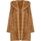 thumbnail image 3 of Chaqueta con capucha y abrigo de piel para mujer, cárdigan largo de talla grande, chaqueta de invierno, abrigo de piel sintética cálido para invierno (3XL), 3 of 4