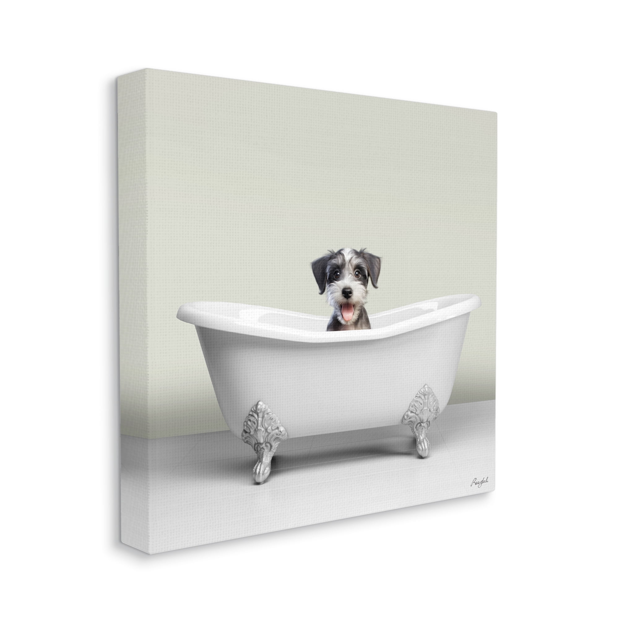 Stupell Industries Pastel Puppy in Bathtub Animals & Insects Painting Gallery Wrapped Canvas Art Print Wall Art, 36 x 36