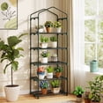 thumbnail image 4 of Costway 27” x 19” x 75” Mini Greenhouse with 5 Tier Shelves, PE Cover, Roll-Up Zipper Door Green, 4 of 11