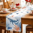 thumbnail image 5 of Coastal Whale Table Runner 72 Inches, Summer Nautical Ocean Coral Starfish Bed Runner Dresser Scarves Tabletop for Indoor Outdoor Parties/Ceremony/Banquet, 16" x 72", 5 of 9