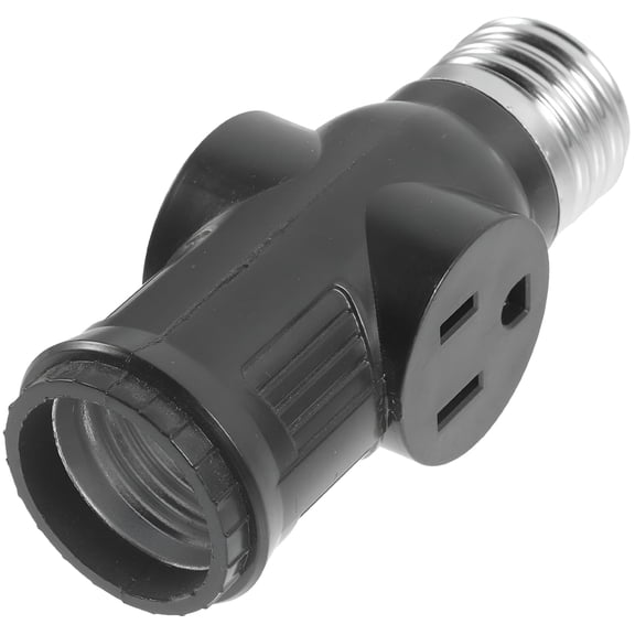 HIBIBUD Light Socket To Plug Adapter with Pull E26 Bulb Splitter Double 3-prong Outlet Converter