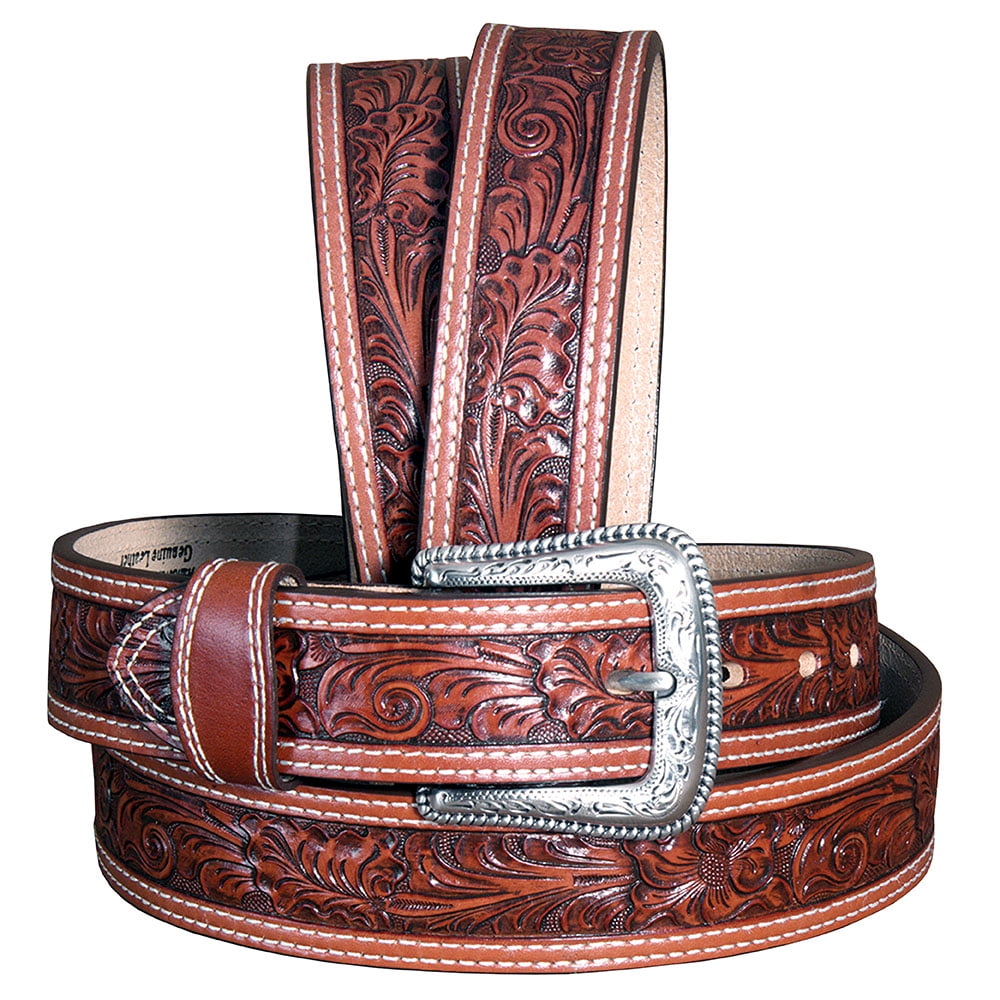 Light Brown NCAA Oklahoma State Cowboys Light Crazyhorse Leather Concho Belt 46-Inch