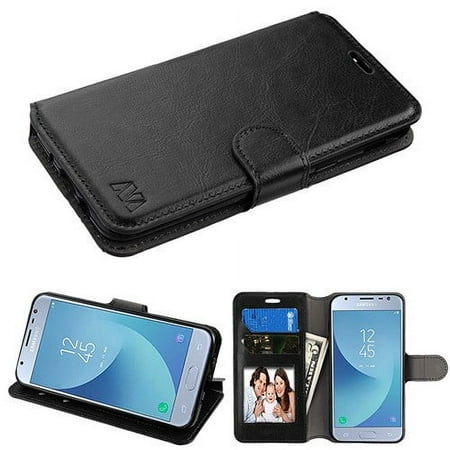 Phone Case For Samsung Galaxy J3 2018, J337, J3 V 3rd Gen, J3 Star, J3 Achieve, Express Prime 3 - Leather Flip Wallet Case Cover Stand Pouch Book Magnetic Buckle BLACK