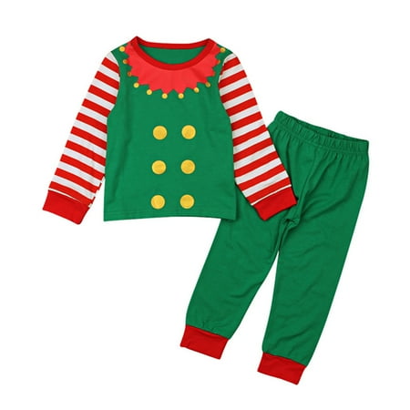 

EHTMSAK Toddler Baby Children Girl Clothing Set Christmas Outfits Long Sleeve T Shirts and Pants Set Green 1Y-7Y 120