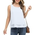 thumbnail image 2 of ShomPort Women's Plus Size Chiffon Tank Tops Summer Loose Round Neck Sleeveless Double Lined Shirts, 2 of 8