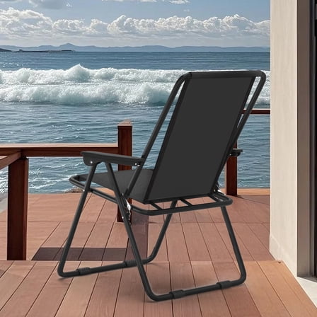 Foldable Outdoor Mesh Lounge Chair – Breathable Patio Chair with Armrests for Poolside, Beach, Balcony