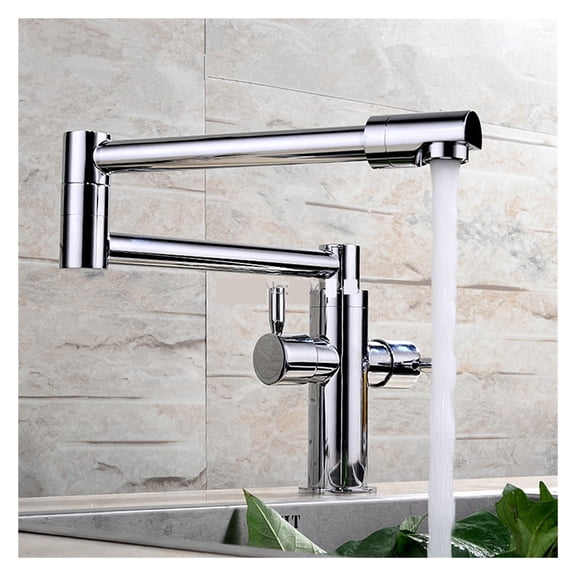 Solid Brass Chrome Finish Extended Hot And Cold Kitchen Sink Mixer Tap Wall Mounted Pot Filler Faucet