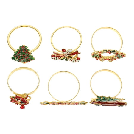 

6Pcs Christmas Party Napkin Rings Party Napkin Holders Creative Napkin Buckles (Assorted Color)