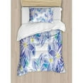 thumbnail image 3 of Watercolor Flower House Decor Queen Size Duvet Cover Set, Spring Season Blossoms Mother Earth Petals Bouquet Design, Decorative 3 Piece Bedding Set with 2 Pillow Shams, Blue Yellow, by Ambesonne, 3 of 3