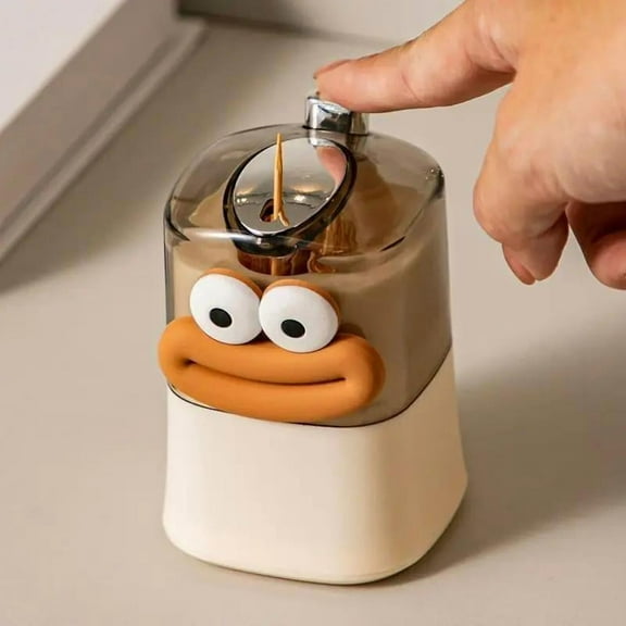 Cute Cartoon Design Automatic Toothpick Dispenser, 1 Count Creative Plastic Toothpick Holder, Toothpick Storage Box for Home & Restaurant