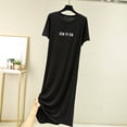 thumbnail image 2 of SBYOJLPB Womens Round Neck Dress Nightgown Solid Color Long Sleepshirts Relaxed Fit Comfortable Everyday Casual Home Wear, 2 of 5