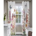 thumbnail image 4 of Spring Floral Sheer Curtains 84 Inch Length 2 Panels Set for Living Room/Bedroom, Watercolor Lavender Daisy Butterflies Botanical Kitchen Curtains Grommet Curtains Window Treatments 42"x84"x2, 4 of 7