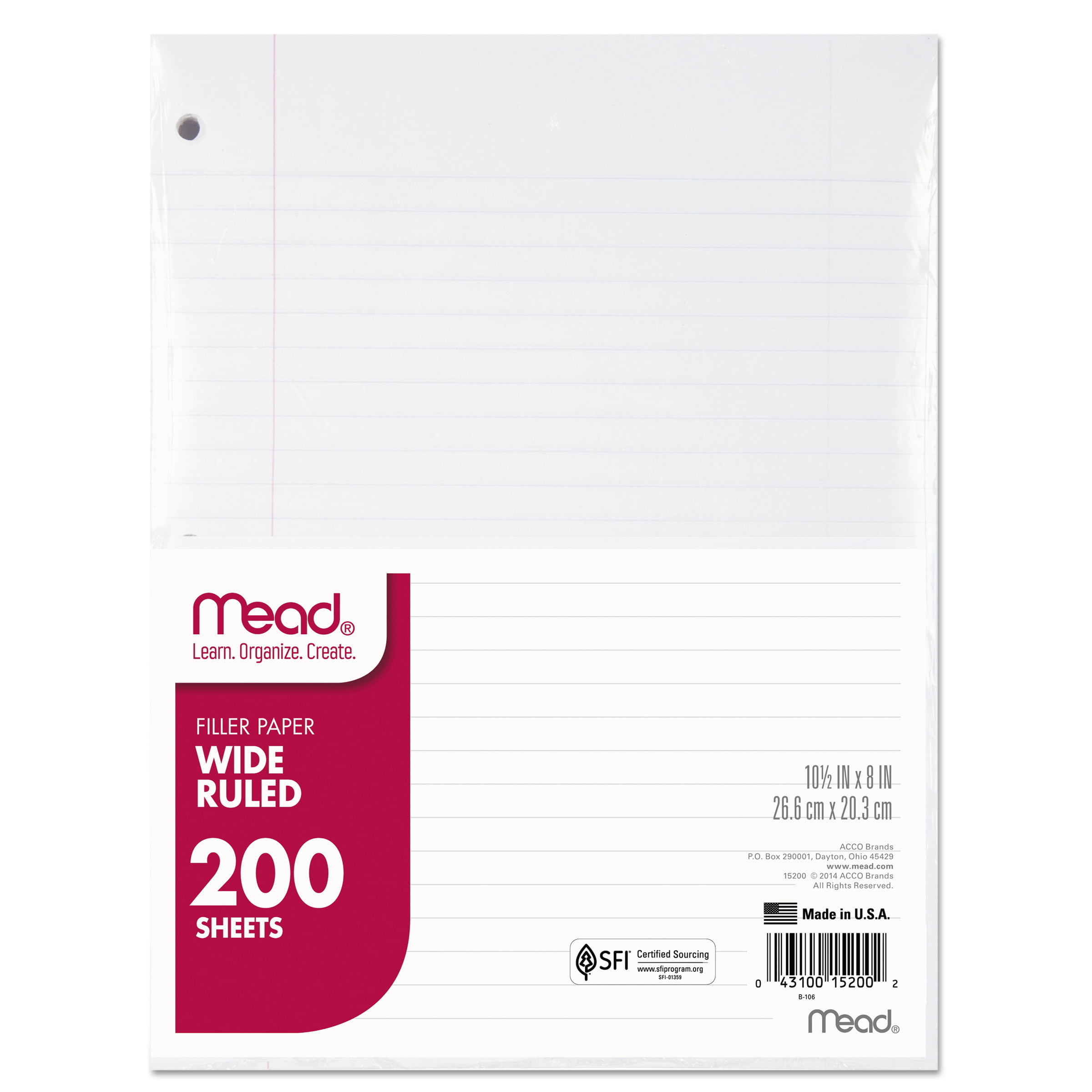 Mead MEA23BN 23.23 x 23 in. Paper Filler Wide Ruled - 23 Sheet - Pack of  23