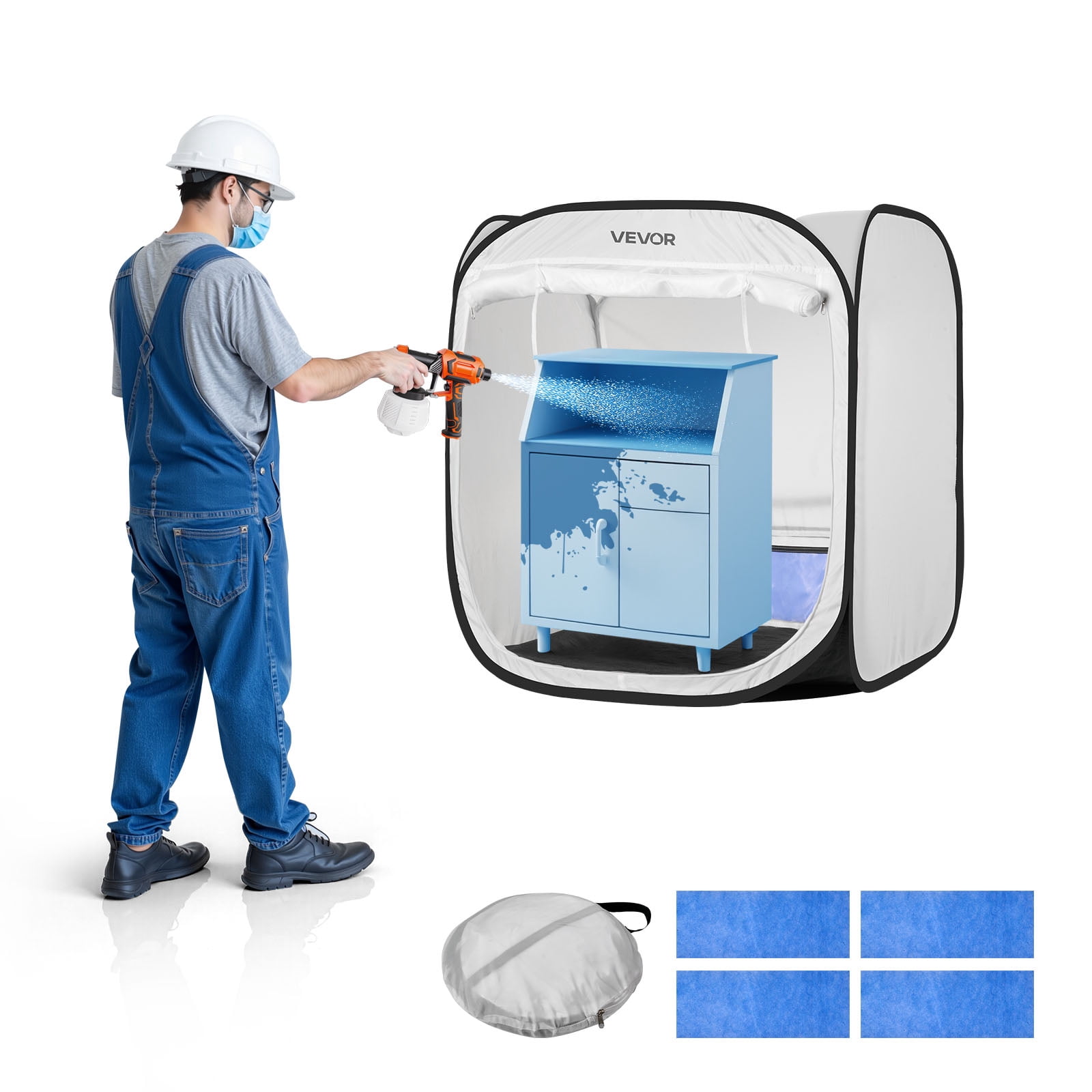 WORKPRO Collapsible Portable Paint Spraying Booth with Overspray