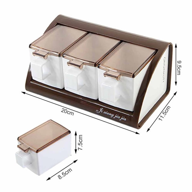 Contenedor De Caja De Condimentos Para Alimentos De 3/4 Rejillas, Cajas De Especias Montadas En La Pared, Herramientas De Cocina, Tarro De Condimentos Con Cucharas Speravity HA017236-00