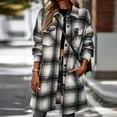thumbnail image 2 of Womens Plaid Shacket Jacket Long Sleeve Fashion Solid Color Casual Zipper Stand Sports Fleece Long Sleeved Jacket Casual Long Sleeve Warm Fall Winter Outwear Black,M, 2 of 7
