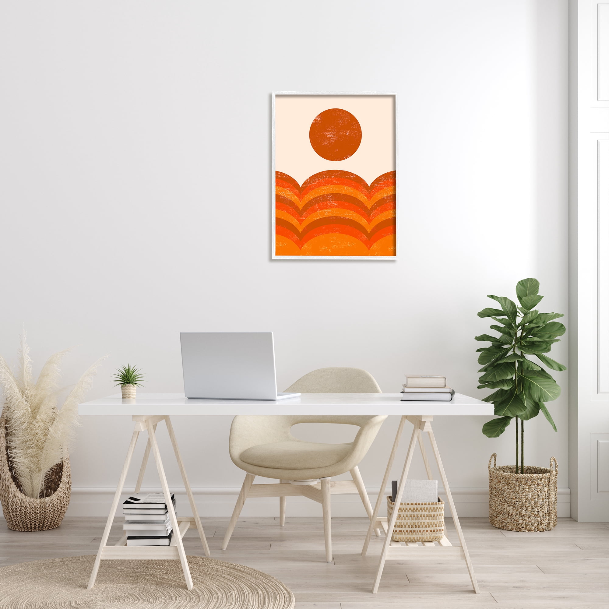 Stupell Indtries Warm Summer Sun Landscape Abstract Orange Mountain Hills,24 x 30,Design by Daphne Polselli