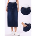 thumbnail image 2 of DARING DIVA Women's Casual Midi Length Split Back High Waist Long Jean Skirts XL Blue, 2 of 6