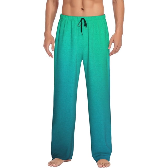 Balery Green Turquoise Teal Pantalones de pijama para hombre, pijama ultraligero, pantalón de descanso-Small