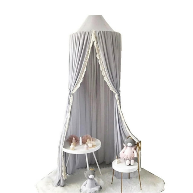 Firm and Beautiful Net Netting Home Decoration Elegant Color Indoor Corner Children's Bed ,Gray,White