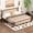 Walnut, variant on Gretop King Pine wooden Bed with Rattan Headboard and Footboard, Central Enhanced Bed Platform