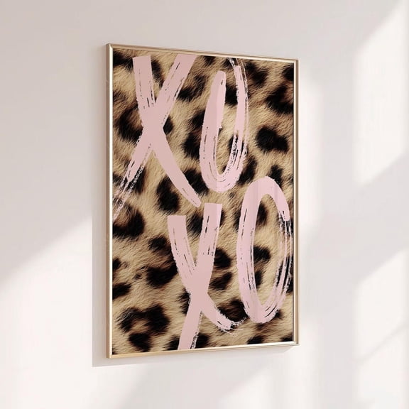 Pink Leopard Wall Art Print, Maximalist XOXO Fashion Decor