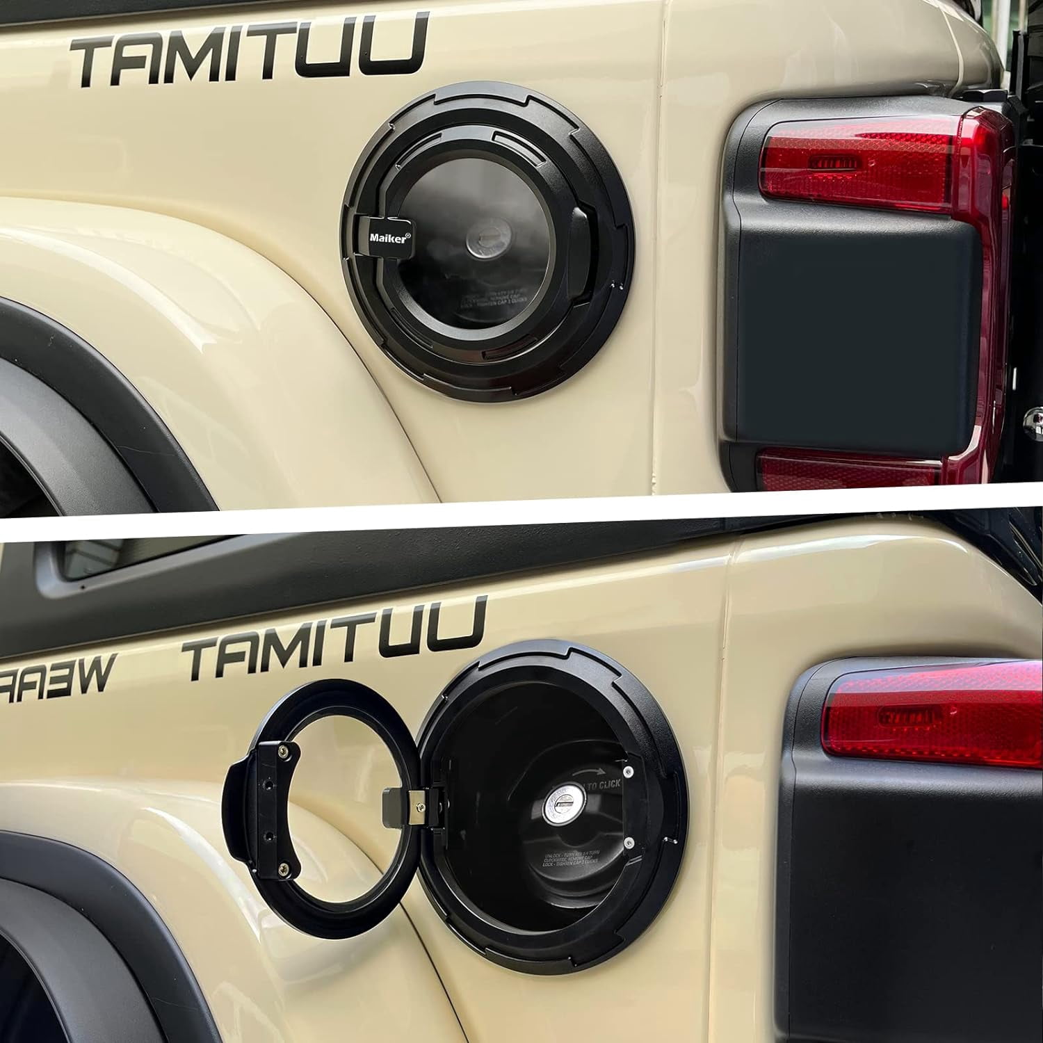 Transparent Gas Tank Cap Cover for 2018-2023 Jeep Wrangler JL 2 Door 4 Door Rubicon Sahara, Aluminum