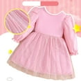 thumbnail image 4 of Cowsor Little Girls Long Sleeve Ruffle Cap Sleeve Round Neck Dress Sparkly Star Tulle Puff Gown Cute Princess Outfit for 3 to 10 Years Old Kids Special Occasions, 4 of 7