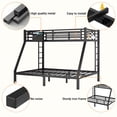 thumbnail image 4 of Twin XL over Queen Bunk Bed, Heavy Duty Metal Bunk Bed Frame with Charging Station, Storage Bag, 4 Removable Hooks, Guardrails and Ladder, Black, 4 of 8