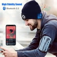 thumbnail image 2 of Bluetooth LED Beanie Hat with Gloves, Unisex USB Rechargeable 5 LED Headlamp Cap with Headphones, Built-in Stereo Speakers & Mic Winter Knitted Night Lighted Music Hat Christmas Gifts for Men Women, 2 of 13