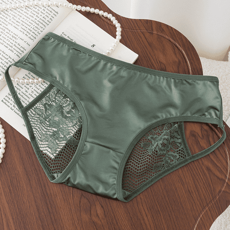 Fulorrnie Breathable Low Rise Lace Panties for Women Seamless Underwear Cutout Comfortable Daily Wear Sheer Briefs  Green  XL