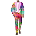 thumbnail image 4 of Valora Men Fahion Outfit Men's Suits Printed Rainbow Long Sleeve Coat and Pants TwoPiece Set for Holiday Parties and Events Pink S, 4 of 6